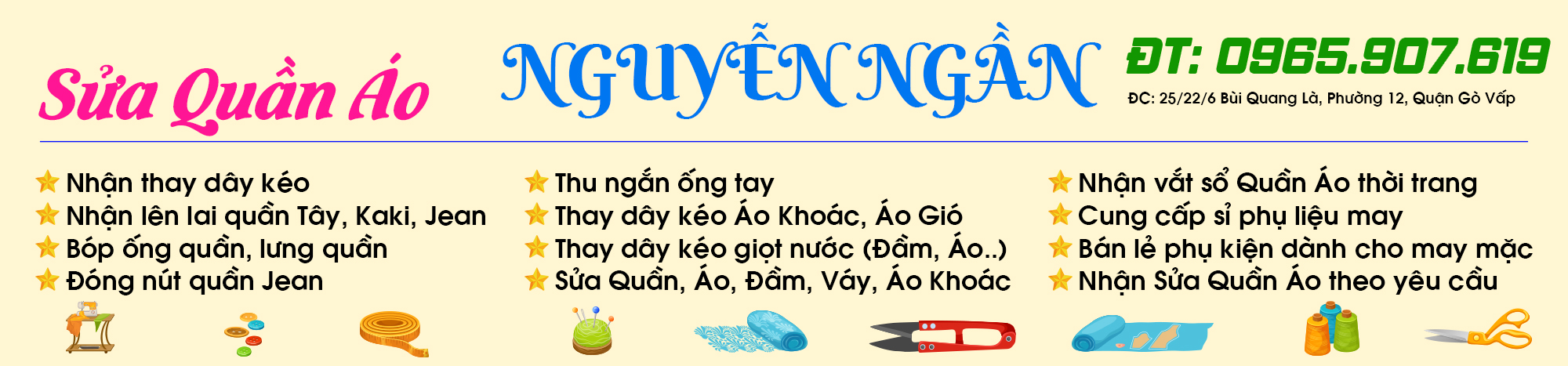 bảng hiệu sửa quần áo nguyễn ngần